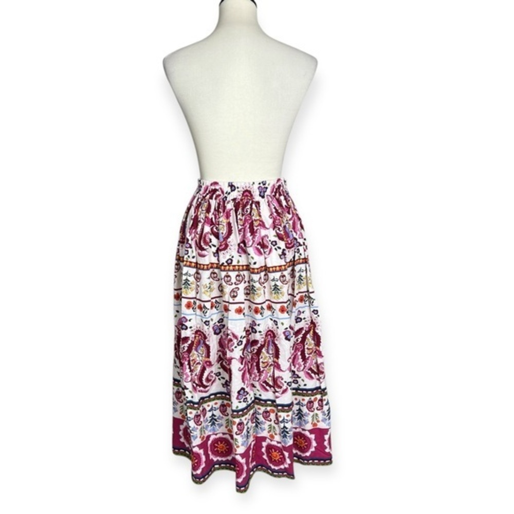 Caroline Constas Floral Paisley Linen Blend Midi Skirt Vacation Resortwear Sz M‎ - Picture 4 of 10